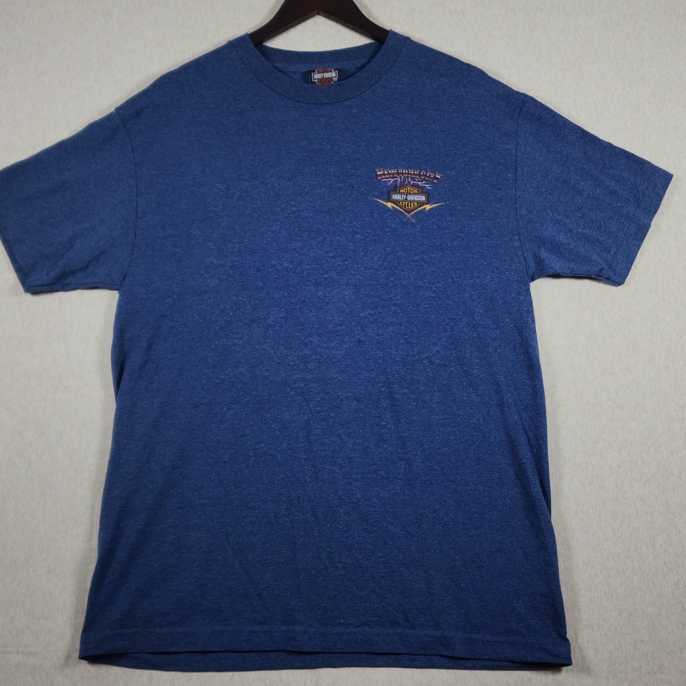 Harley Davidson New York City Eagle Graphic Tee Mens Large Blue Heather Shirt